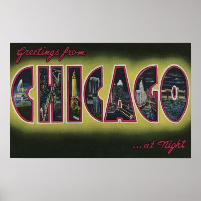 Póster Chicago, Illinois (Noche) (Frente)