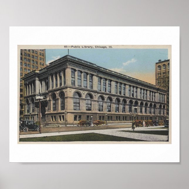 Póster Chicago Illinois, Public Library, años 30 (Frente)
