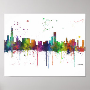 PÓSTER CHICAGO, ILLINOIS SKYLINE