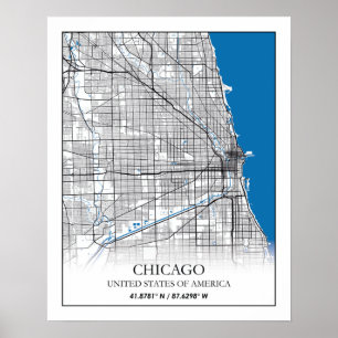 Póster Chicago Illinois USA City Travel City Map