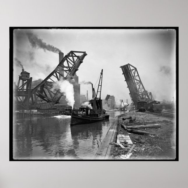 PÓSTER CHICAGO INDUSTRIAL MARÍTIMO DE LA ERA DE VAPOR C.  (Frente)