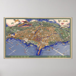 Póster Chicago - Mapa pictórico de la época - 1933