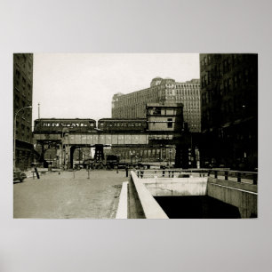 PÓSTER CHICAGO MERCHANDISE MART TROLLEY TRANSPORTE DE AGU