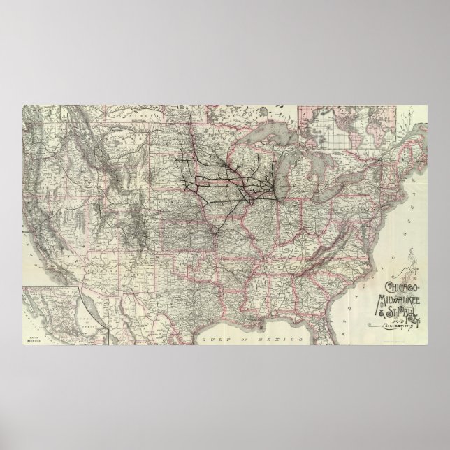 Póster Chicago Milwaukee y St Paul Ry y conexiones (Frente)