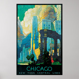 Póster Chicago New York Central Lines Travel Poster