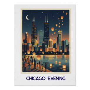 Póster Chicago por la tarde