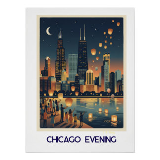 Póster Chicago por la tarde