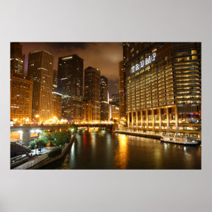 Póster Chicago por noche
