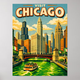 Póster Chicago River Saint Patricks day postcard