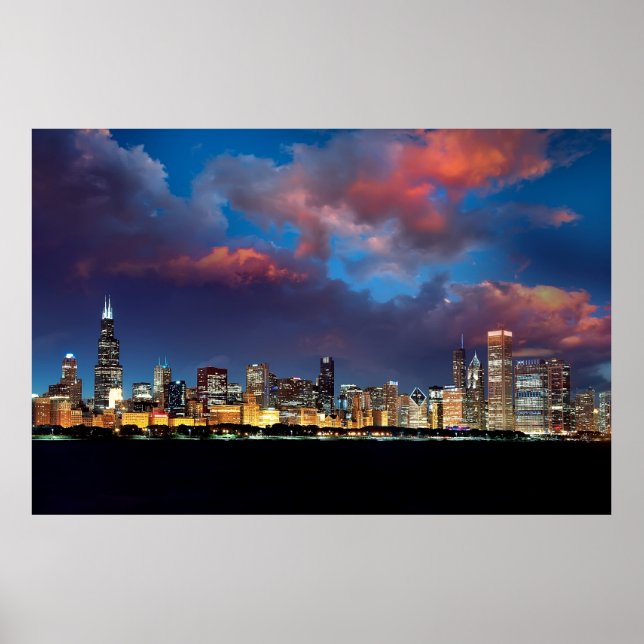 Póster Chicago Skyline (Frente)