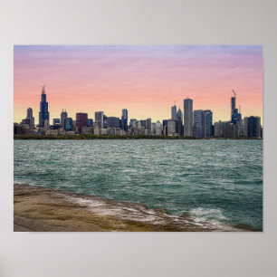 Póster Chicago Skyline Painterly