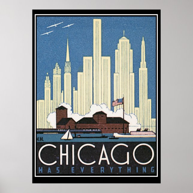 Póster Chicago tiene todo Vintage Print (Frente)