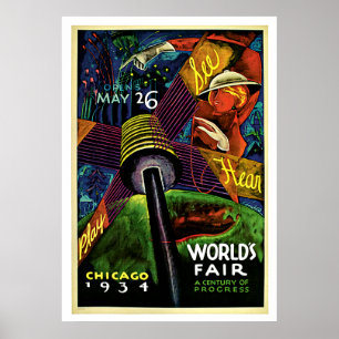 Póster Chicago World's Fair Vintage 1934 Travel