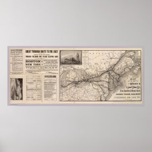 Póster Chicago y ferrocarril magnífico del tronco