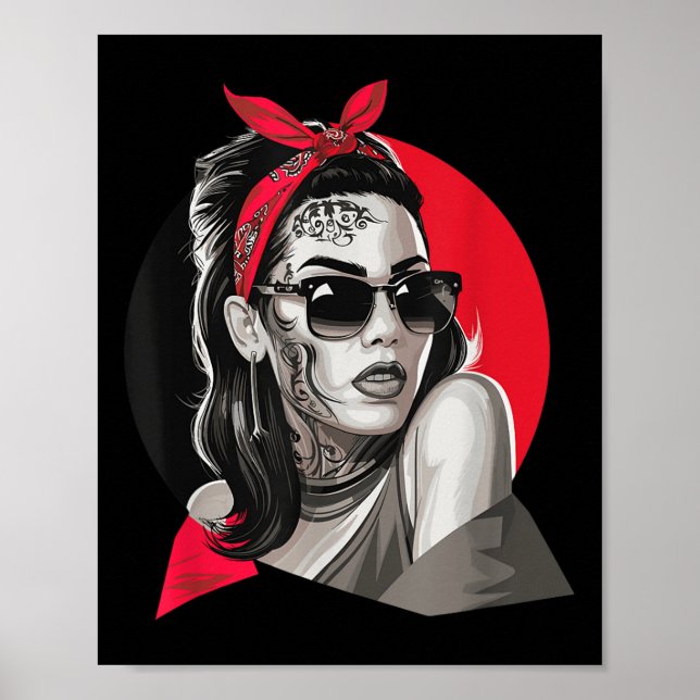 Póster Chicano Chicana La Raza Barrio Tattoo Muerte _4 (Frente)