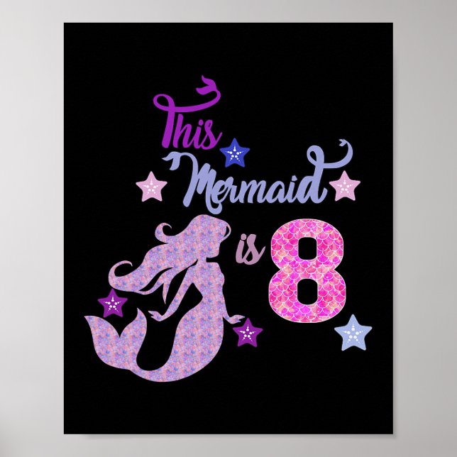 Póster Chicas 8 Años Esta Sirenita Tiene 8 Años (Frente)
