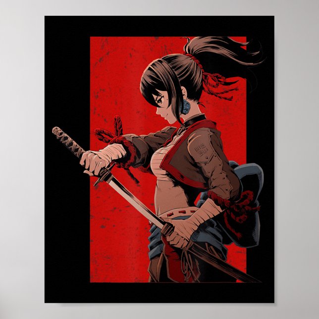 Póster Chicas animales adolescentes Samurai Waifu japonés (Frente)