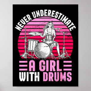 Póster Chicas baterista batería tocando la batería divert