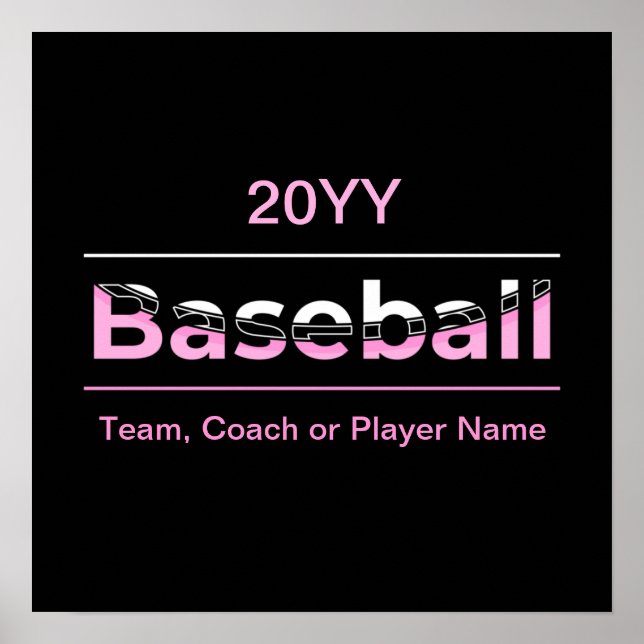 Póster Chicas Béisbol - Tipografía Geométrica Rosa (Frente)