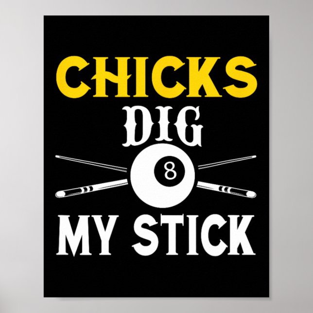 Póster Chicas cavan My Stick Funny Pool Player Billiards  (Frente)