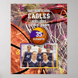Póster chicas color púrpura equipo de oro foto baloncesto