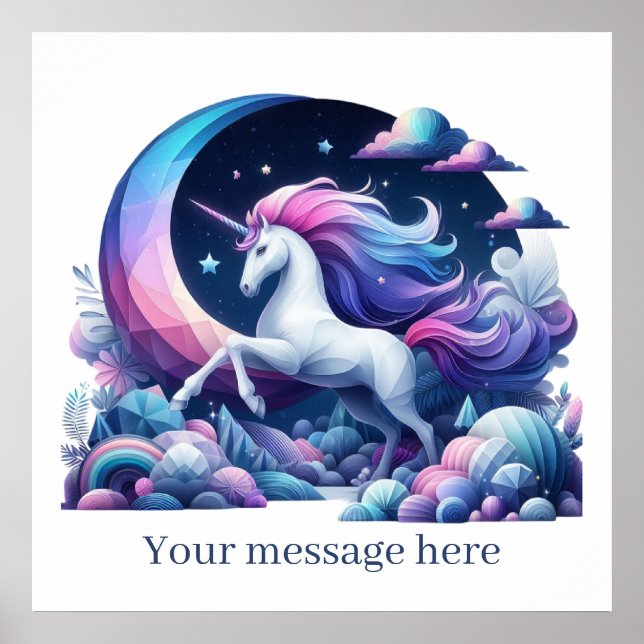 Póster Chicas cortos Fantasy unicorn agregar texto (Frente)