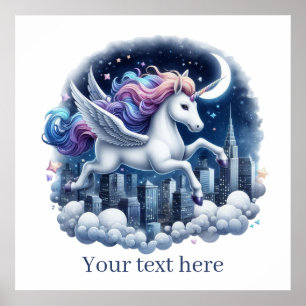 Póster Chicas cortos Fantasy unicorn agregar texto