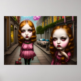 Póster Chicas cortos posando para una foto en su calle