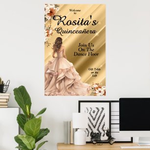 Póster Chicas Cumpleaños 15 Latino Elegante Quinceañera