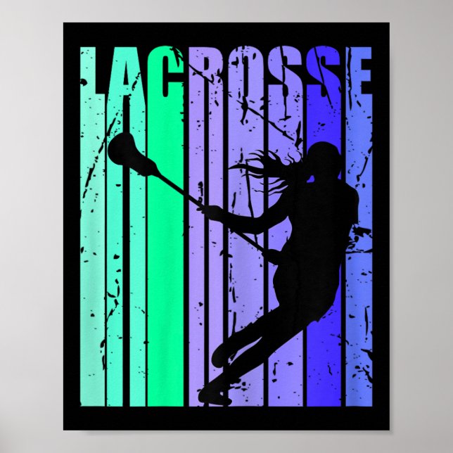 Póster Chicas Cumpleaños Lacrosse Retro Sticks Lacrosse D (Frente)