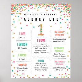 Póster Chicas Cumpleaños Primer Día de la Moneda Verde az