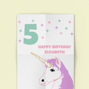 Póster Chicas Cumpleaños Unicornio Mágico