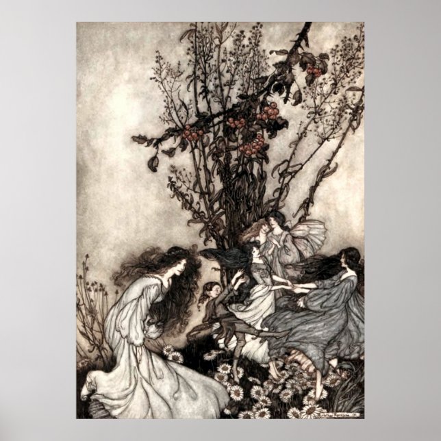 Póster Chicas de baile de cosecha en el jardín de Rackham (Frente)