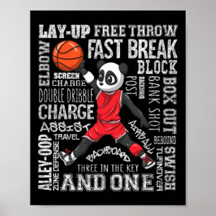 Póster Chicas de baloncesto divertidos, regalos de Panda 