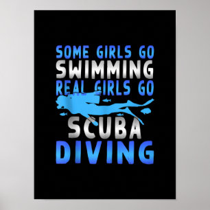 Póster Chicas De Buceo Real En Scuba Algunos Se Mueven Di