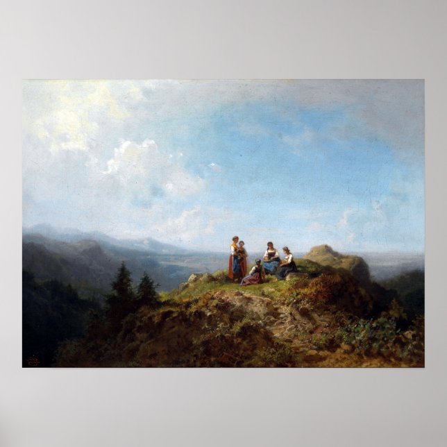 Póster Chicas de Carl Spitzweg en una pastelería (Frente)