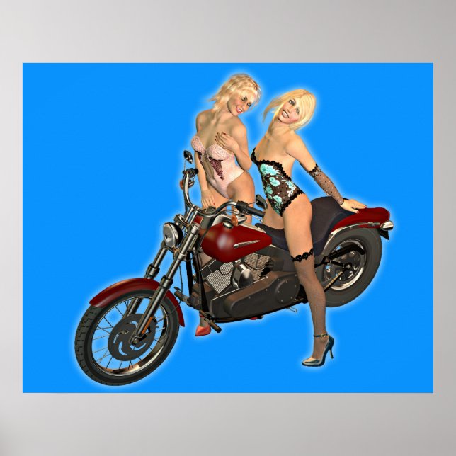 Póster Chicas de ciclismo de red (Frente)