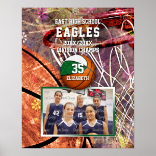 Póster chicas de colores verdes de equipo blanco foto bal