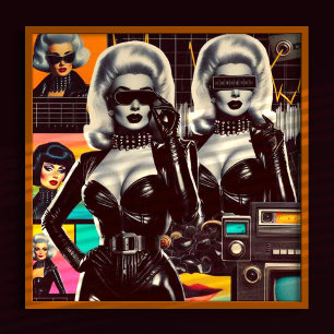 Póster Chicas de cuero de retrofuturismo
