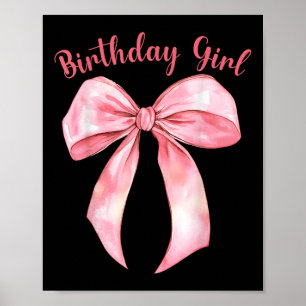 Póster Chicas de cumpleaños Coquette Bow Estética Girly N