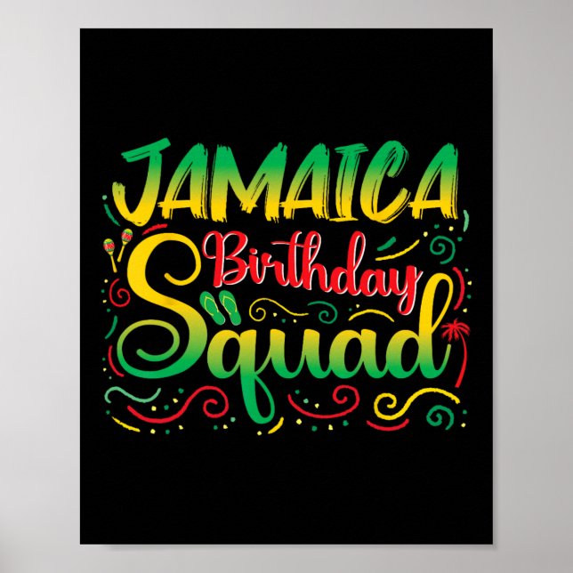 Póster Chicas de cumpleaños Fiesta Outfi de Jamaica Squad (Frente)