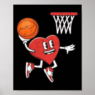 Póster Chicas de día de San Valentín Heart Dunking Balonc