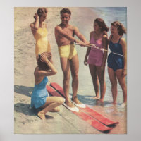 chicas de esquí acuático de los años 1940 con traj