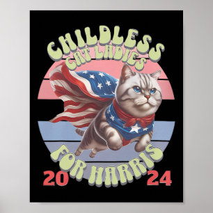 Póster Chicas De Gato Sin Hijos Vintage Para Kamala Harri