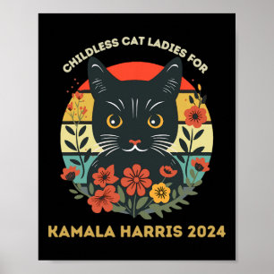 Póster Chicas De Gato Sin Hijos Vintage Para Kamala Harri