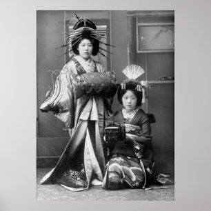 Póster Chicas de Geisha, a principios del siglo XX