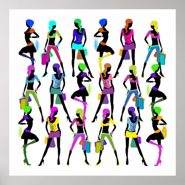 Póster Chicas de glamour de compras (Frente)