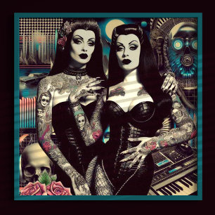 Póster Chicas de Gótico de ondas retroondas