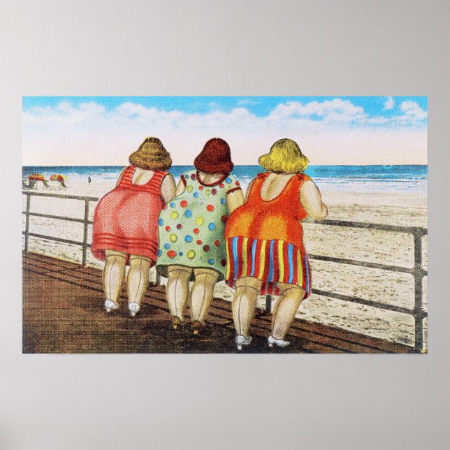 Póster Chicas de grasas vegetales en la playa (Frente)