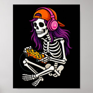 Póster Chicas de Halloween - Gamer Skeleton - Video de mu